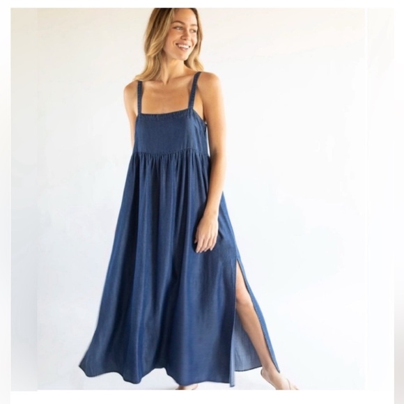 NATURAL LIFE Dresses & Skirts - NATURAL LIFE Chambray Blue Patti Maxi Dress
